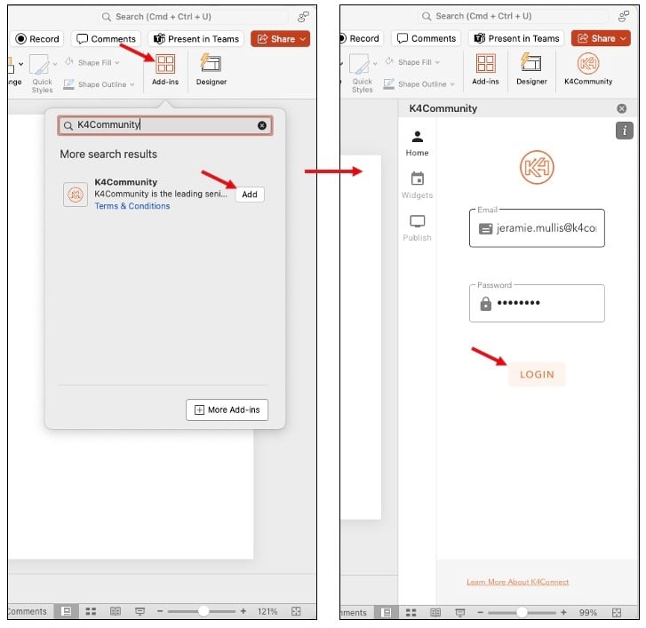How to use the Microsoft PowerPoint addin